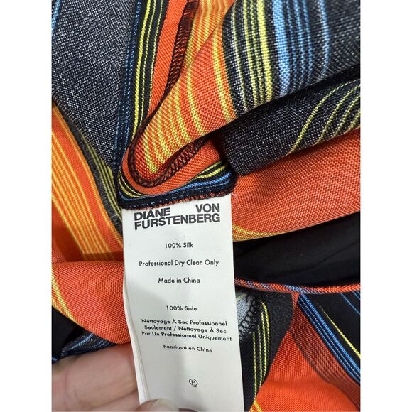 DVF Wide Leg Silk Stripe Pants Size 2 - Picture 8 of 9